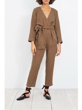 Apiece Apart V-neck Wrap-Front Linen Jumpsuit  2